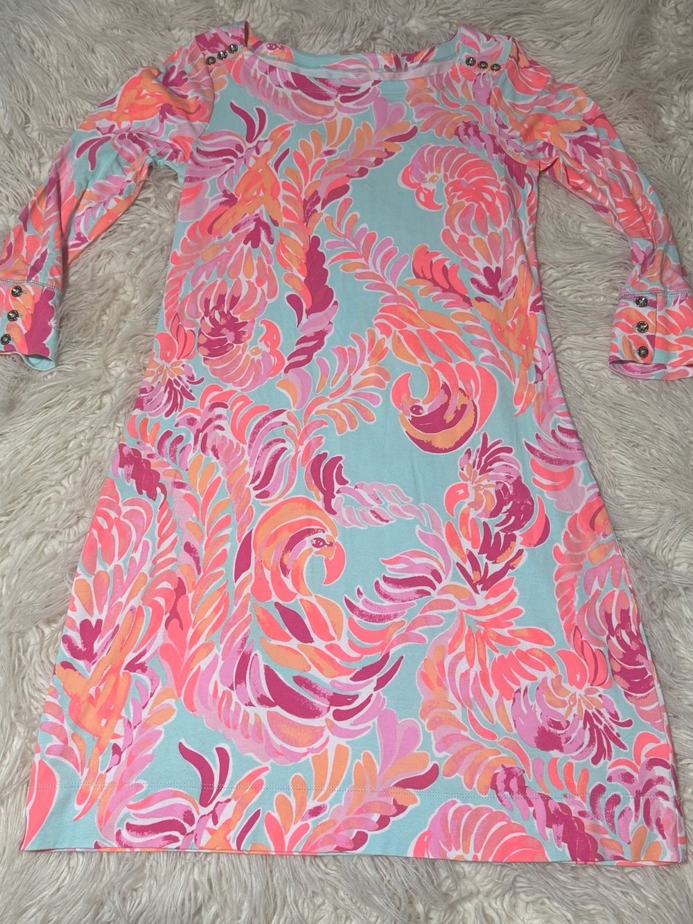 Lilly Pulitzer Sophie Dress Love Birds print Stretchy Shift Dress Size Small